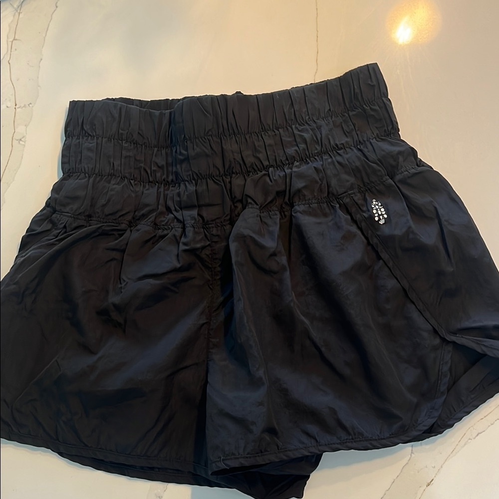 Black Athletic Shorts with Elastic Waistband and Lightweight Fabric